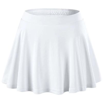 easyforever Kids Girls Pleated Tennis Golf Skirt with Shorts Skort High Waist Running Workout Athletic Activewear White 12-13