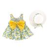 Little Girls Sleeveless Dresses Sundress Floral Print Tutu Skirts Above Knee Cami Dress Bowknot Sling Dresses (Green, 4-5 Years) view 1