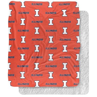 University of Illinois Blanket, 50"x60" Logo Pattern, University of Illinois, Silky Touch Sherpa Back Super Soft Throw Blanket