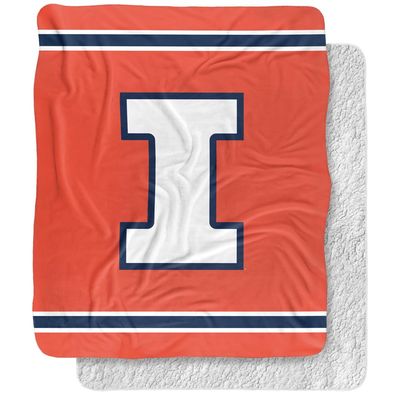 University of Illinois Blanket, 50"x60" Primary Logo, University of Illinois, Silky Touch Sherpa Back Super Soft Throw Blanket