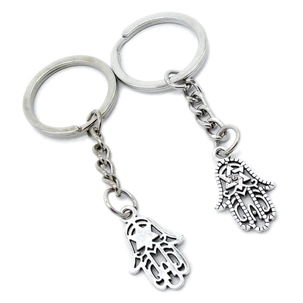 10 Pieces Keychain Keyring Door Car Key Chain Ring Tag Charms Supplies E7YM8U Hamesh Hamsa Hand of Fatima