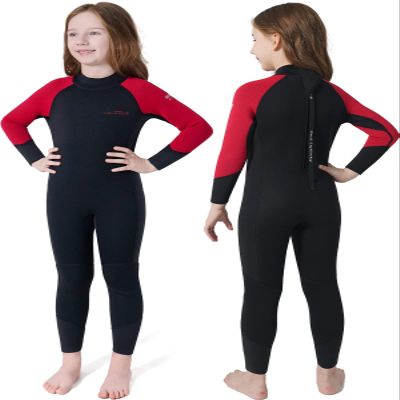 Dark Lightning 3/2mm Kids Wetsuit for Boys and Girls, Neoprene Thermal Swimsuit, Toddler/Junior/Youth One Piece Wet Suits for Scuba Divingkeboarding (Kids Size 16, Full-Red)