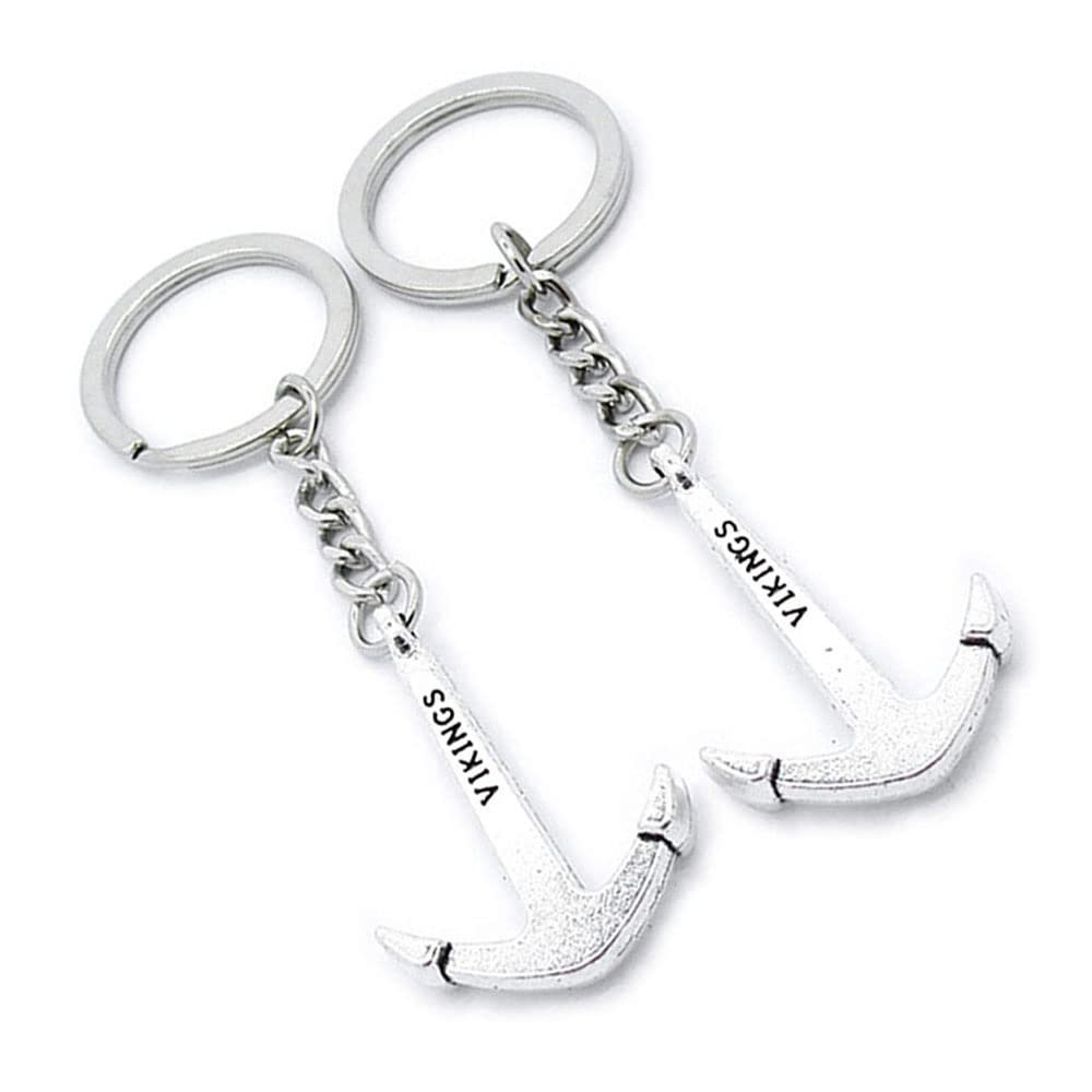 10 Pieces Keychain Keyring Door Car Key Chain Ring Tag Charms Supplies GM8U5H Vikings Boat Anchor