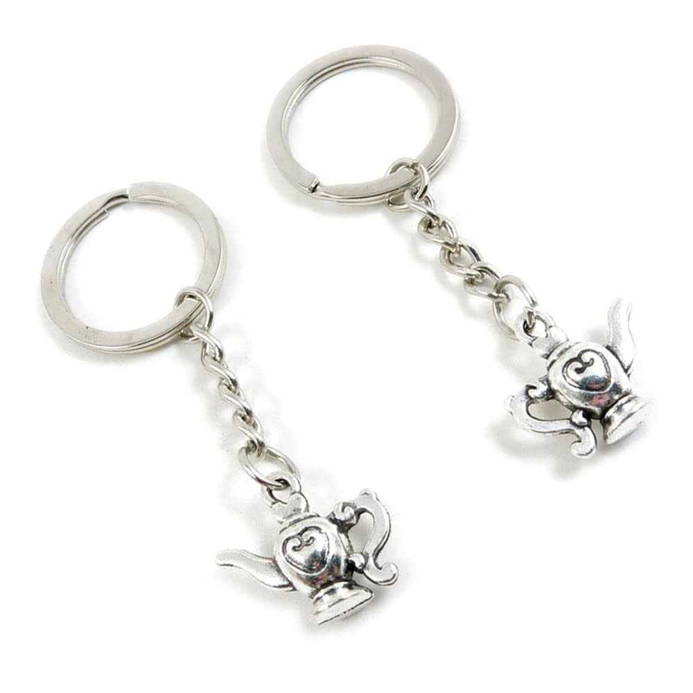 100 Pieces Keychain Keyring Door Car Key Chain Ring Tag Charms Supplies L1KD9D Wine Pot Teapot Tea Kettle