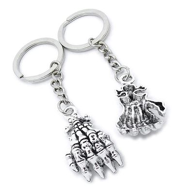 10 Pieces Keychain Keyring Door Car Key Chain Ring Tag Charms Supplies JY1P4R Devil Skull Hand