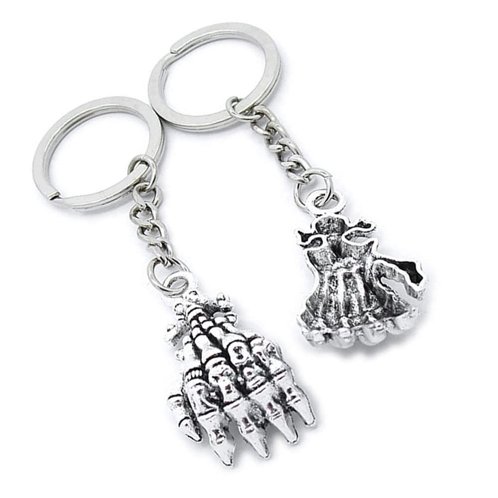 10 Pieces Keychain Keyring Door Car Key Chain Ring Tag Charms Supplies JY1P4R Devil Skull Hand