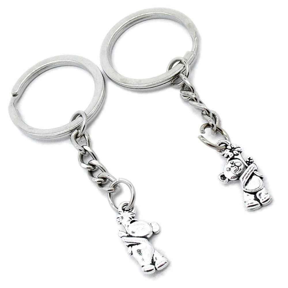 10 Pieces Keychain Keyring Door Car Key Chain Ring Tag Charms Supplies I2NC7Y Teddy Bear