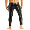 LiiYii Men's PVC Leather Tights Legging Pants Nightclub Zipper Bulge Pouch Slim Fit Stretchy Trousers Black X-Large view 3