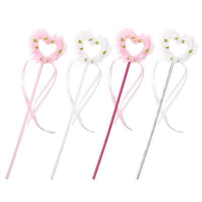 BESPORTBLE 4Pcs Glitter Wands 15.3Inch Fairy Wands with Ribbons- Costume Props for Christmas Birthday Wedding Party Cosplay Favors Role Play