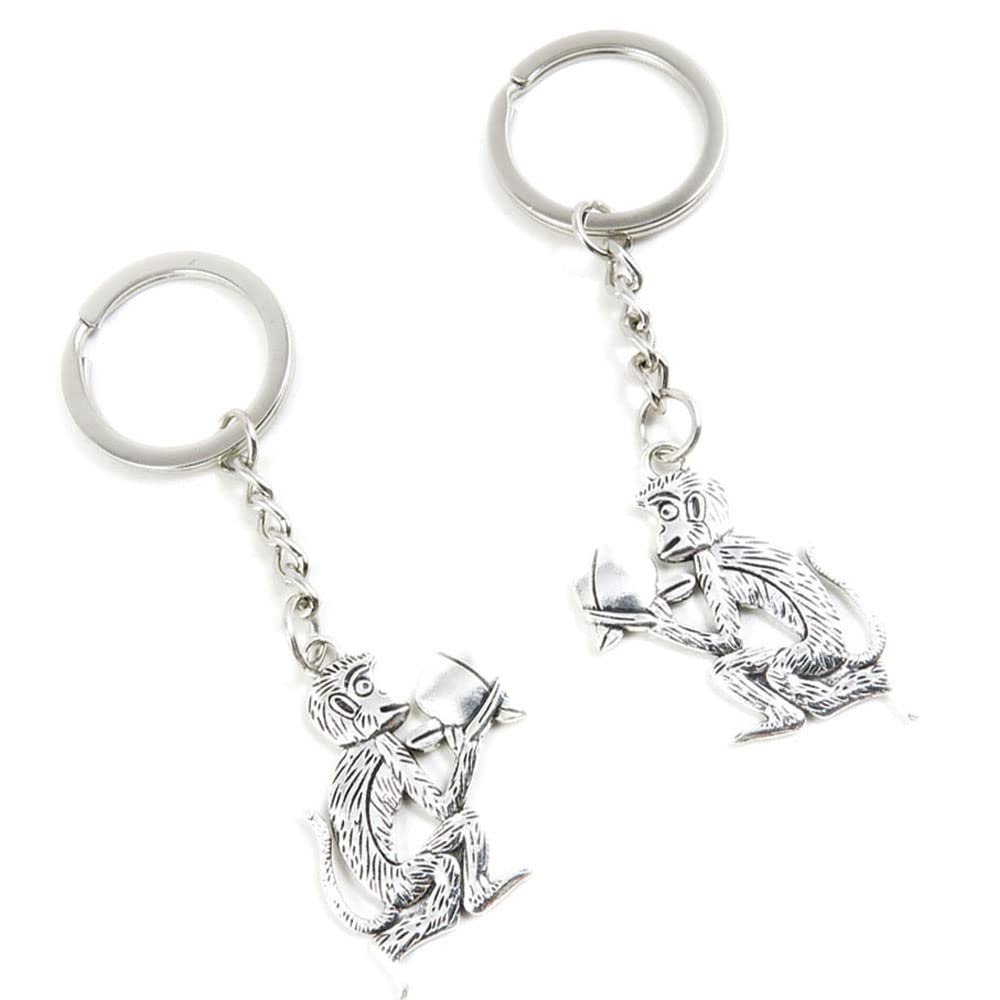 10 Pieces Keychain Keyring Door Car Key Chain Ring Tag Charms Supplies O3IU4T Monkey Peach
