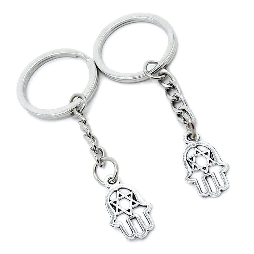 10 Pieces Keychain Keyring Door Car Key Chain Ring Tag Charms Supplies Z1ZQ4E Hamesh Hamsa Hand of Fatima