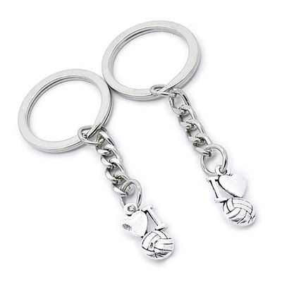 10 Pieces Keychain Keyring Door Car Key Chain Ring Tag Charms Supplies AF6Y5K I Love Volleyball, Antique Silver, (AF6Y5K5D7L_10)