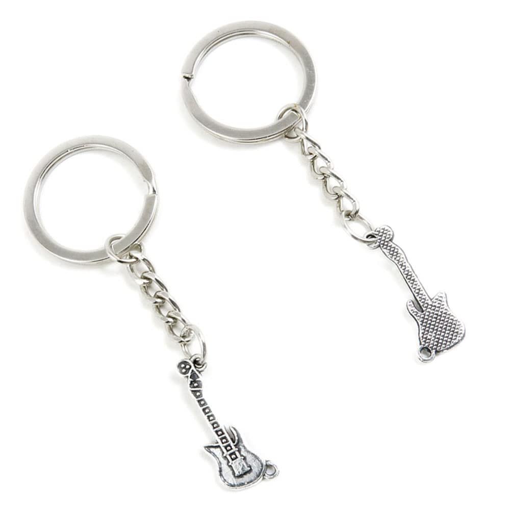 10 Pieces Keychain Keyring Door Car Key Chain Ring Tag Charms Supplies T6YF2X Electric Guitar