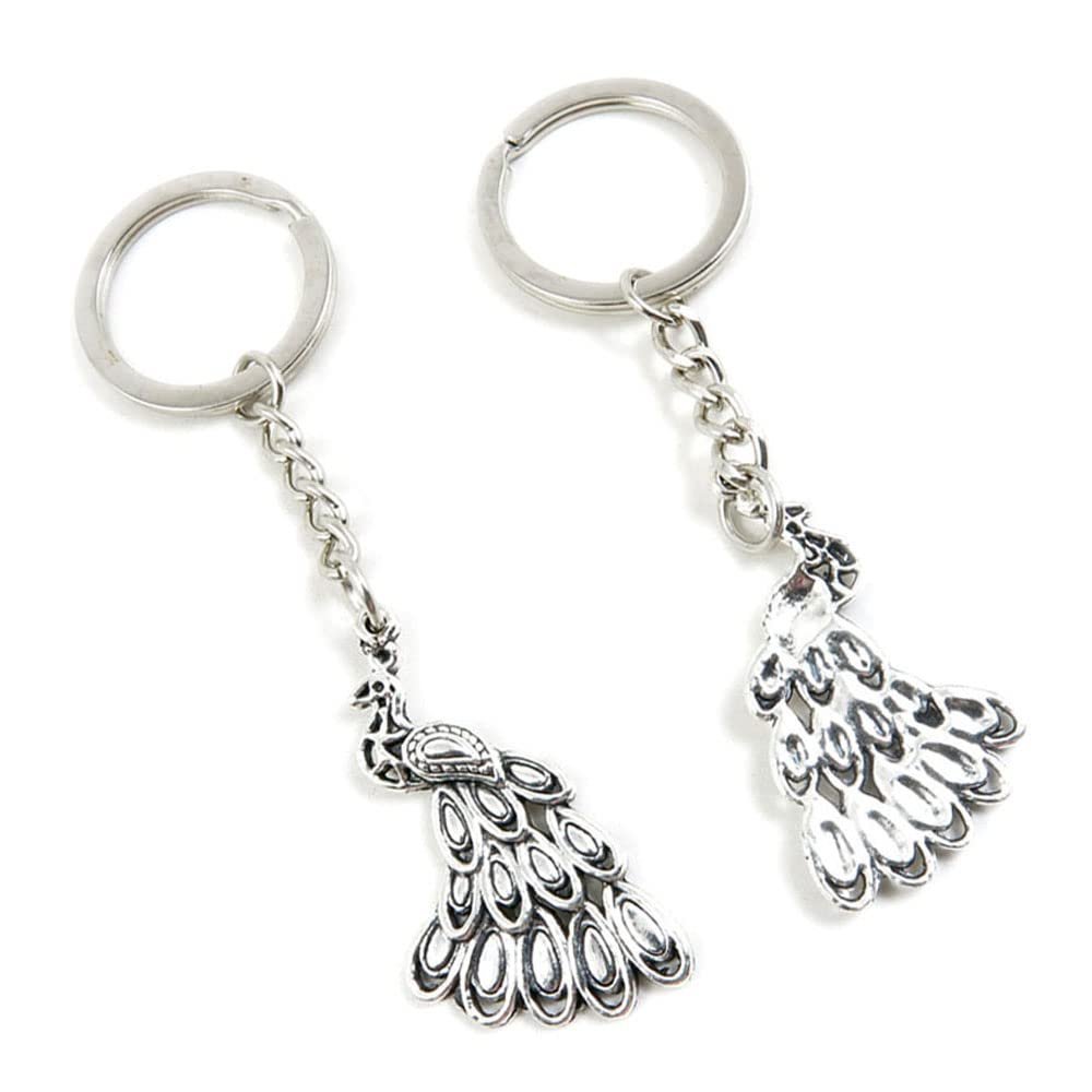 5 Pieces Keychain Keyring Door Car Key Chain Ring Tag Charms Supplies Y4KS1O Peacock