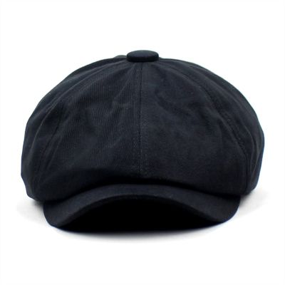 ANMUR Cotton Newsboy Caps for Women Summer Octagonal Beret Hats Fashion Casual Brim Taxi Painter Cap (Color : Black, Size : One Size)