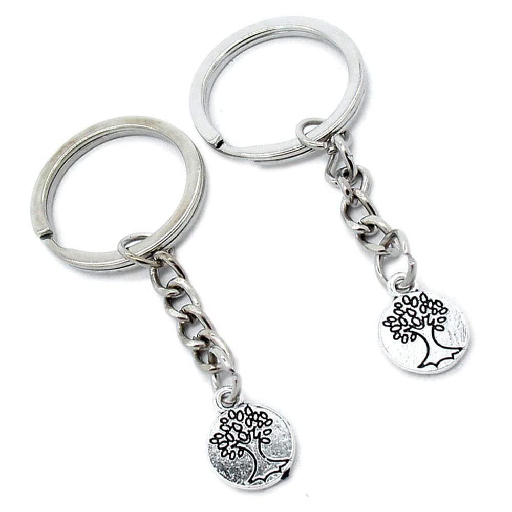 10 Pieces Keychain Keyring Door Car Key Chain Ring Tag Charms Supplies N2CD6B Oak Life String Tree Tag