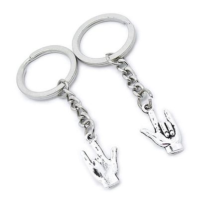5 Pieces Keychain Keyring Door Car Key Chain Ring Tag Charms Supplies TQ2N1B I Love You Gesture Hand Sign