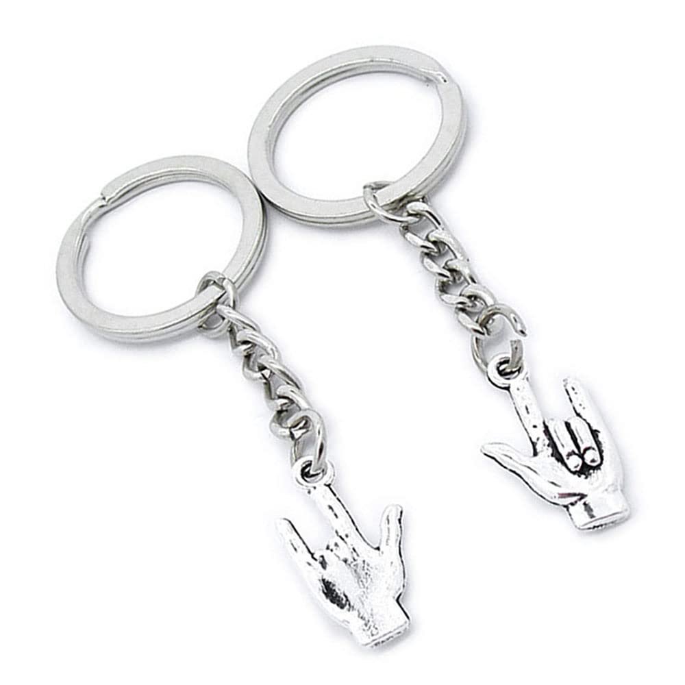 5 Pieces Keychain Keyring Door Car Key Chain Ring Tag Charms Supplies TQ2N1B I Love You Gesture Hand Sign