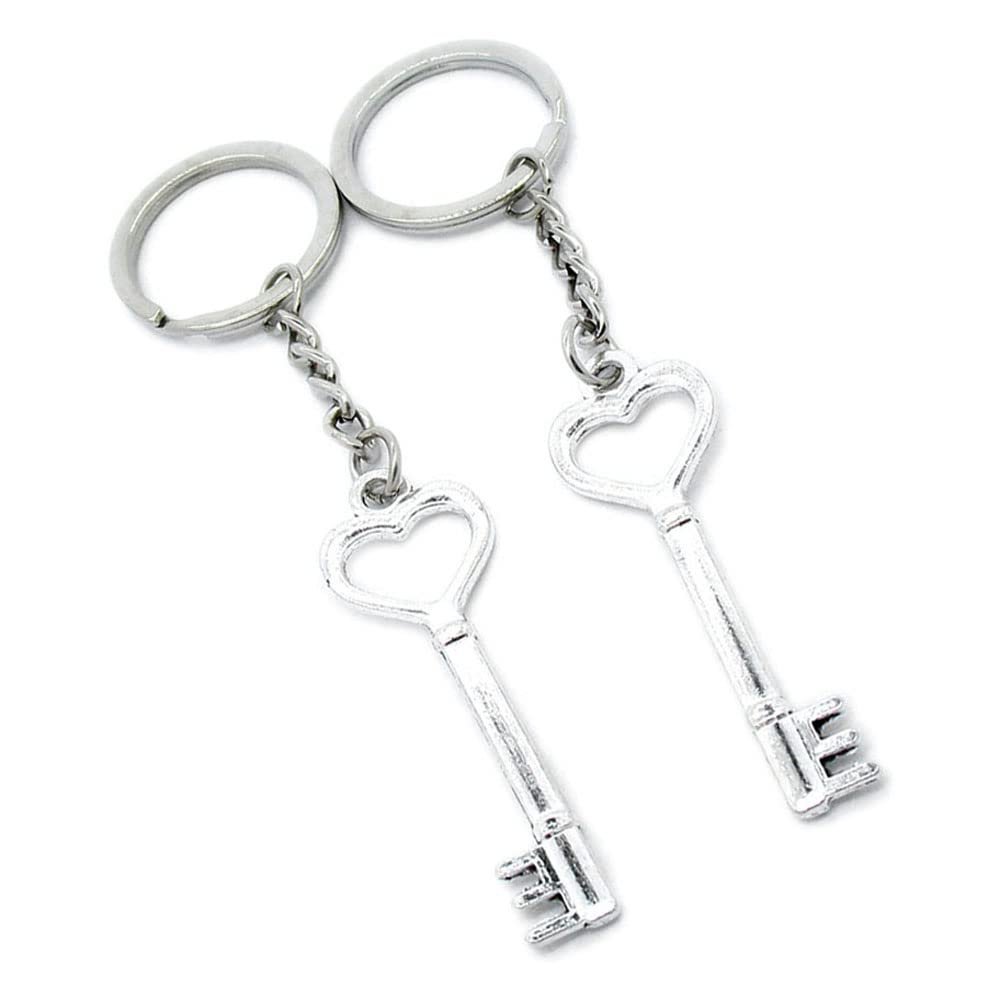 5 Pieces Keychain Keyring Door Car Key Chain Ring Tag Charms Supplies Y5KH6Z Love Heart Skeleton Key