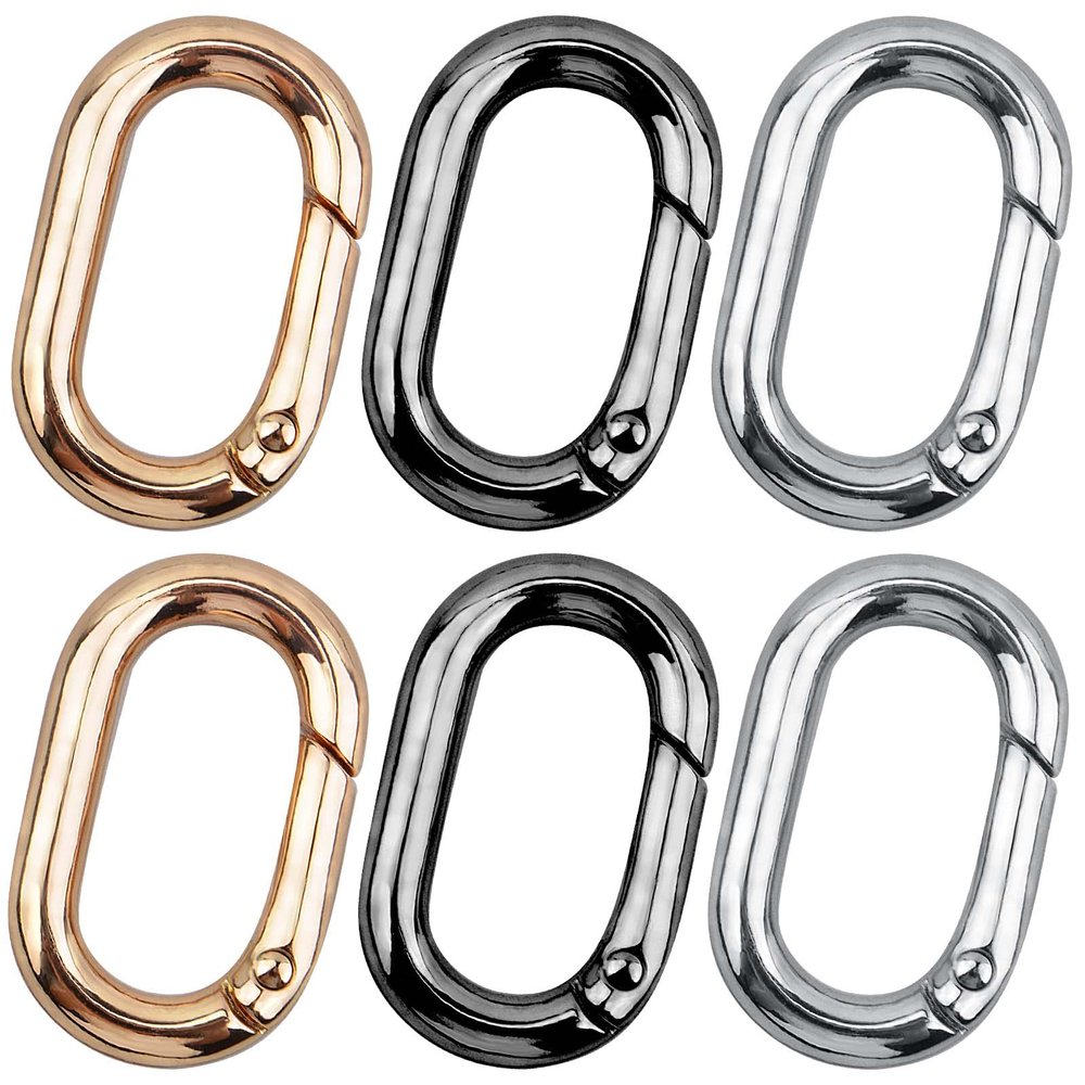 12pcs Carabiner Clip Hooks Metal Spring Key Rings Oval Rectangle Spring Keychain Buckle Snap Clips with a Box for Bag Handbag Purse Camping Fishing Hiking Traveling, 3 Colors