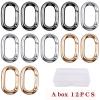 12pcs Carabiner Clip Hooks Metal Spring Key Rings Oval Rectangle Spring Keychain Buckle Snap Clips with a Box for Bag Handbag Purse Camping Fishing Hiking Traveling, 3 Colors view 2
