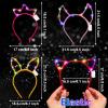 Janinka 64 Pcs Led Cat Ears Headband Bulk, Light Up Rave Hair Accessories Cute Rabbit Ear Crown, Glow in the Dark view 2