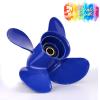 CAPTAIN Outboard Propeller Replace for Mercury 25-60 HP, 4-Blade 10.3" x 13" Pitch Aluminium Boat Propellers, OEM No.48-8M8026630, 13 Tooth Splines, RH (Ocean Blue) view 2