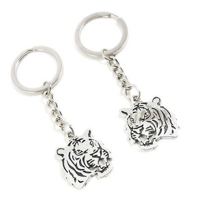 5 Pieces Keychain Keyring Door Car Key Chain Ring Tag Charms Supplies P6QC9C Tiger Head