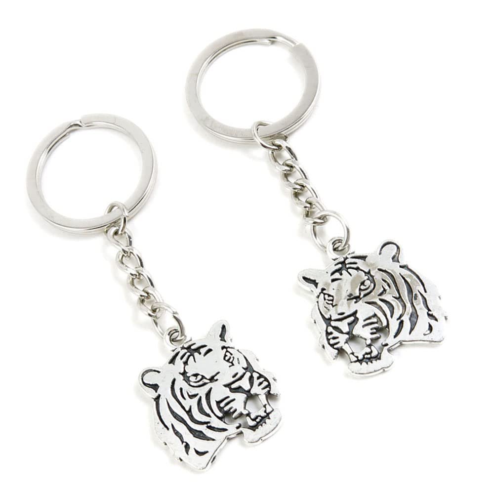 5 Pieces Keychain Keyring Door Car Key Chain Ring Tag Charms Supplies P6QC9C Tiger Head
