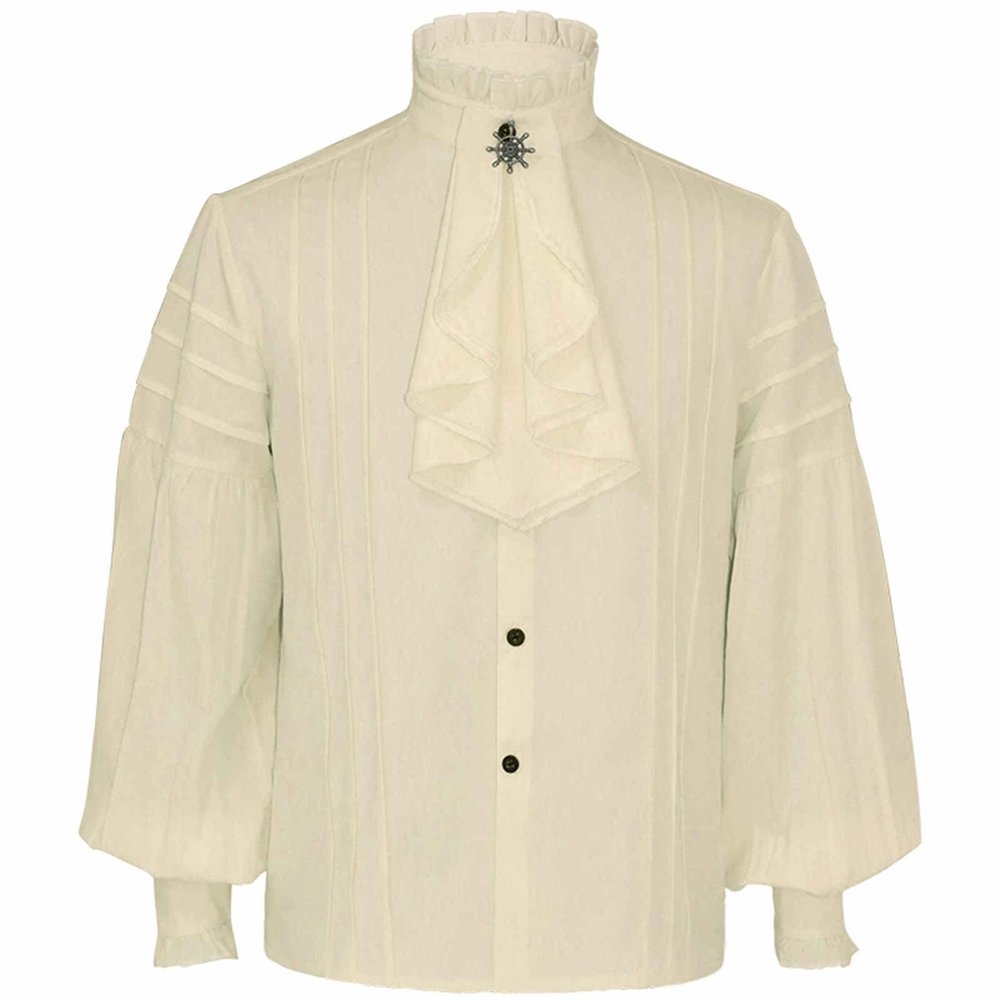 Mens Vampire Shirt,Pirate Style Renaissance Victorian Gothic Medieval Steampunk Ruffle Blouse for Men,Old Fashined Retro Vintage Style Drama Roleplay 1800s 1700s Shirt(Yellow,Small)
