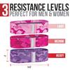Hip/Booty Band 3-Pack - 3 Different Resistance Levels with Single 30-inch Shared Size + Gray Camouflage Lightweight and Durable Yoga/Exercise Mat (Pink, Hot Pink, Purple Camo) view 4