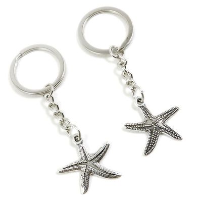 5 Pieces Keychain Keyring Door Car Key Chain Ring Tag Charms Supplies Y3QR2O Starfish Sea Star