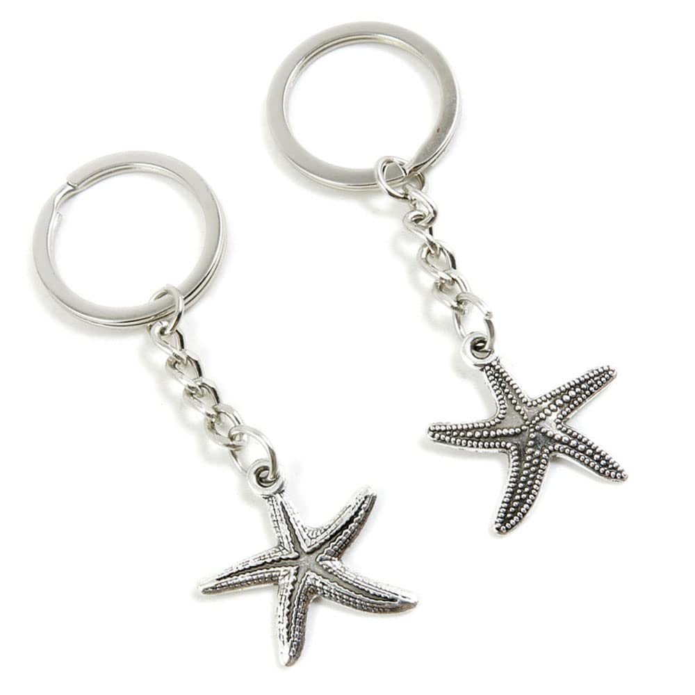 5 Pieces Keychain Keyring Door Car Key Chain Ring Tag Charms Supplies Y3QR2O Starfish Sea Star