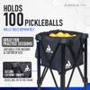 JOOLA Pickleball Ball Caddy - Holds up to 100 Balls - Includes 2 Side Pockets - Pickleball Equipment for Practice & Server Machine - Wheeled Cart with Bulk Ball Storage Bag - Black view 2