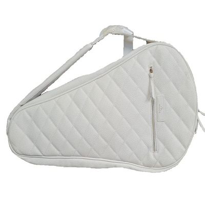 TennisMasson Masson Single Sleeve White Leather Racket Bag with Gold Accents