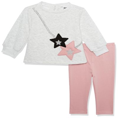 Kids Headquarters Baby Girls 2 Pieces Legging Set, Heather/Country Rose, 12M US