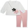 Kids Headquarters Baby Girls 2 Pieces Legging Set, Heather/Country Rose, 12M US view 1
