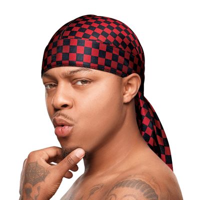 Red by Kiss Bow Wow X Power Wave Checker Silky Durag for Men Waves Silky Doo Rag (Red)