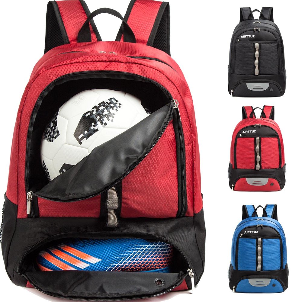 AIRTTUZ Youth Soccer Bag Outdoor Sport Backpack for Basketball,Volleyball with Cleat Shoes and Ball Compartment. (Red)