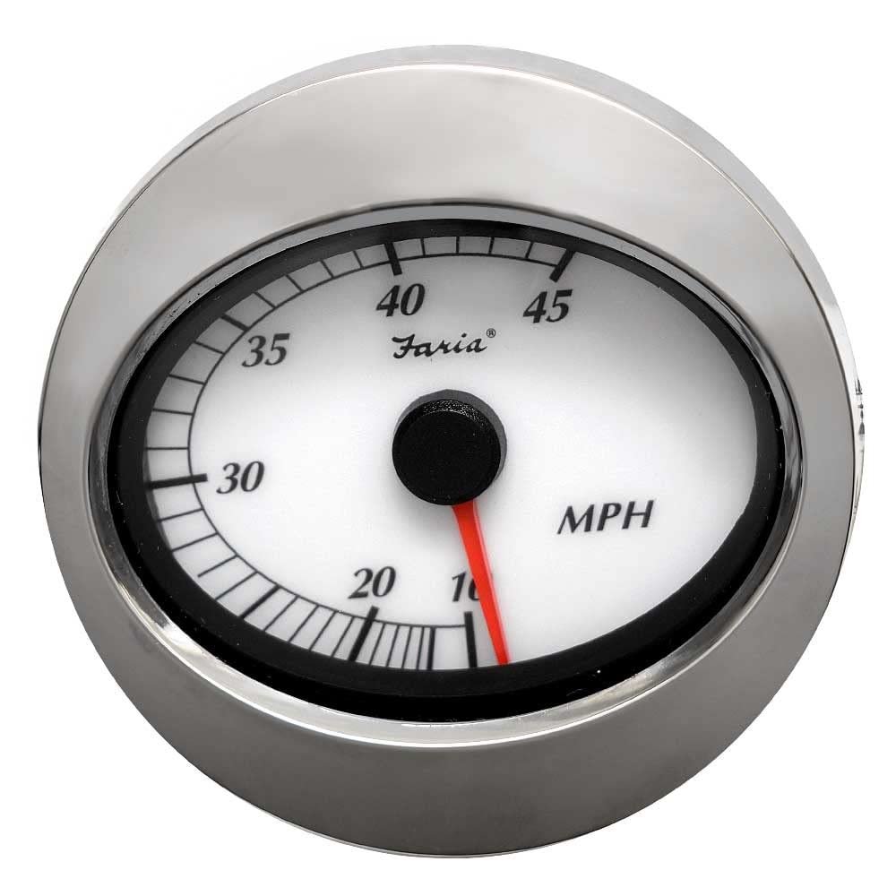 Faria Boat Speedometer Gauge SE5015A | Calypso 3 1/4 Inch Silver White