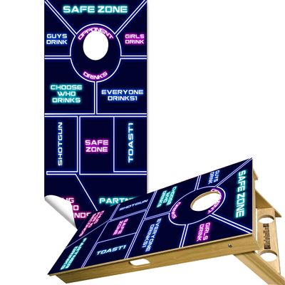 Beerpongtoss Cornhole Board Wraps, Cornhole Decals and Wraps for Boards (Set of 2), Cornhole Skins for Boards, Cornhole Board Covers (Neon Drinking)