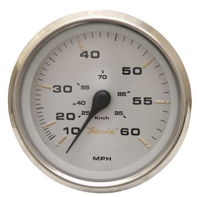 Faria Boat Speedometer Gauge SE9870A | Kronos Silver 3 1/4 Inch