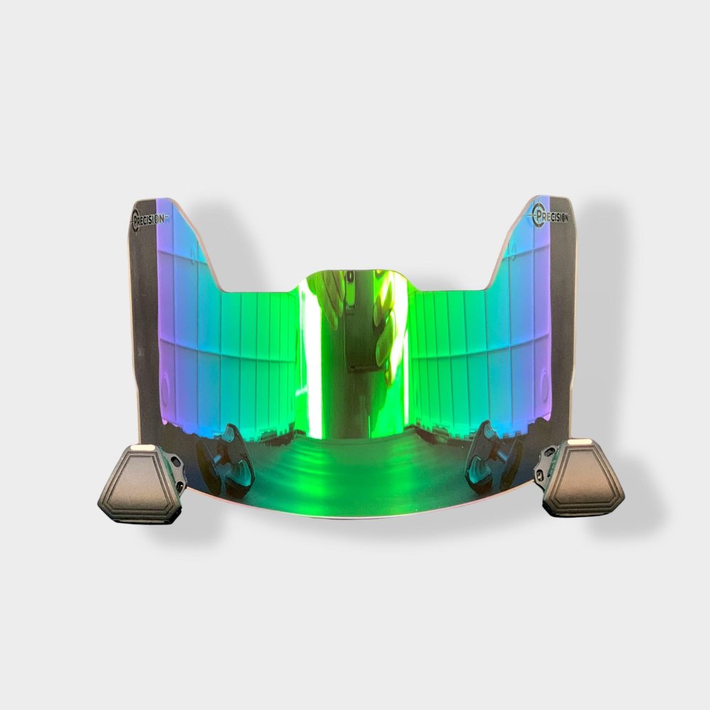 Precision Clear Revo Green Football Helmet Visor // Fits Kids, Youth & Adult Helmets // Eye Protection for Helmet and Facemask // Lightly Tinted Visor (Clear Revo Green)