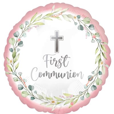 Anagram Standard My First Communion Pink Balloon