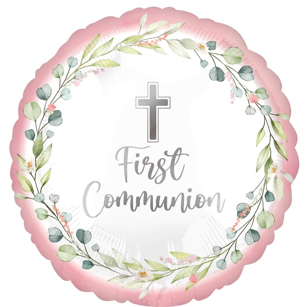 Anagram Standard My First Communion Pink Balloon