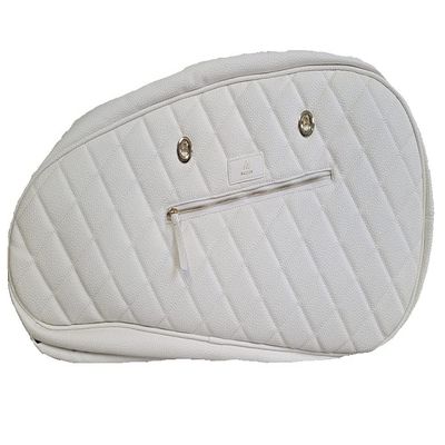 TennisMasson Masson Double Racket Bag White Leather with Gold Accents (Holds up to 6 rackets)