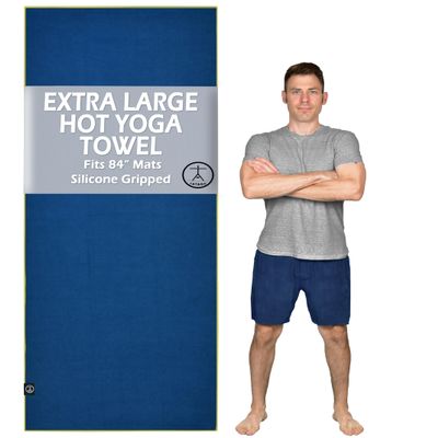 Tatago Hot Yoga Mat Towel Non Slip for Hot Yoga (72-84 inch Mats) Our Hot Yoga Towel Non Slip Silicone Dabs & Absorbent Microfiber Blend Gives You More Grip As You Drip! (Azuloro, XL - 84")