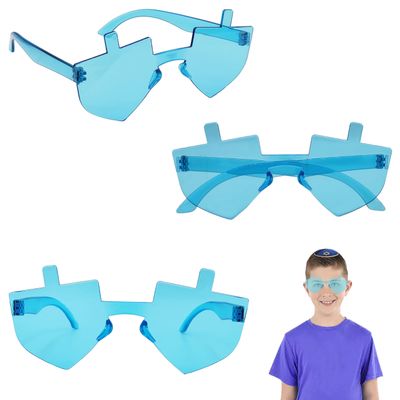 The Dreidel Company 3 Pack- Hanukkah Dreidel Shaped Glasses, Costume Dress-Up Pretend Play (3-Pack)