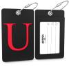 Shacke Luggage Tag Initial - Fully Bendable Tag w/Stainless Steel Loop - Black (Letter U) view 2