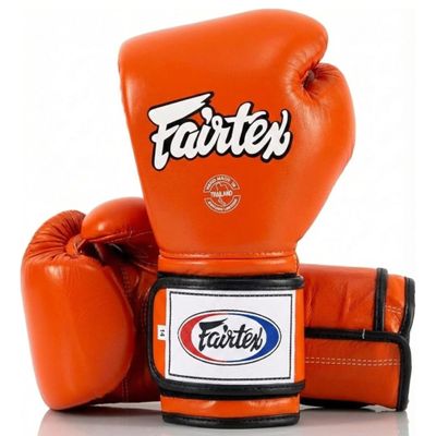 Fairtex Muay Thai Boxing Gloves BGV9 - Heavy Hitter Mexican Style Training & Sparring Gloves for Kick Boxing MMA K1 (Orange/Black/Blk Piping, 10 oz)